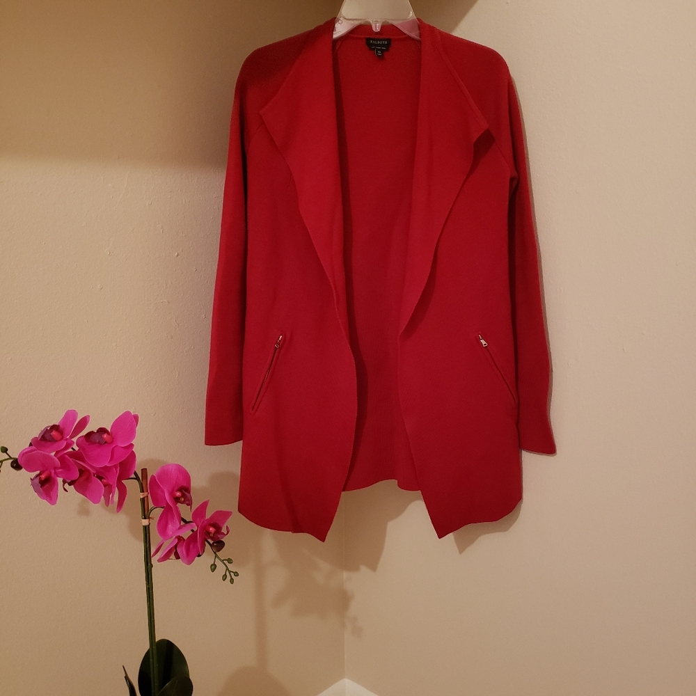 Talbots Red 100% Merino Wool Trench Coat Pockets sz XS